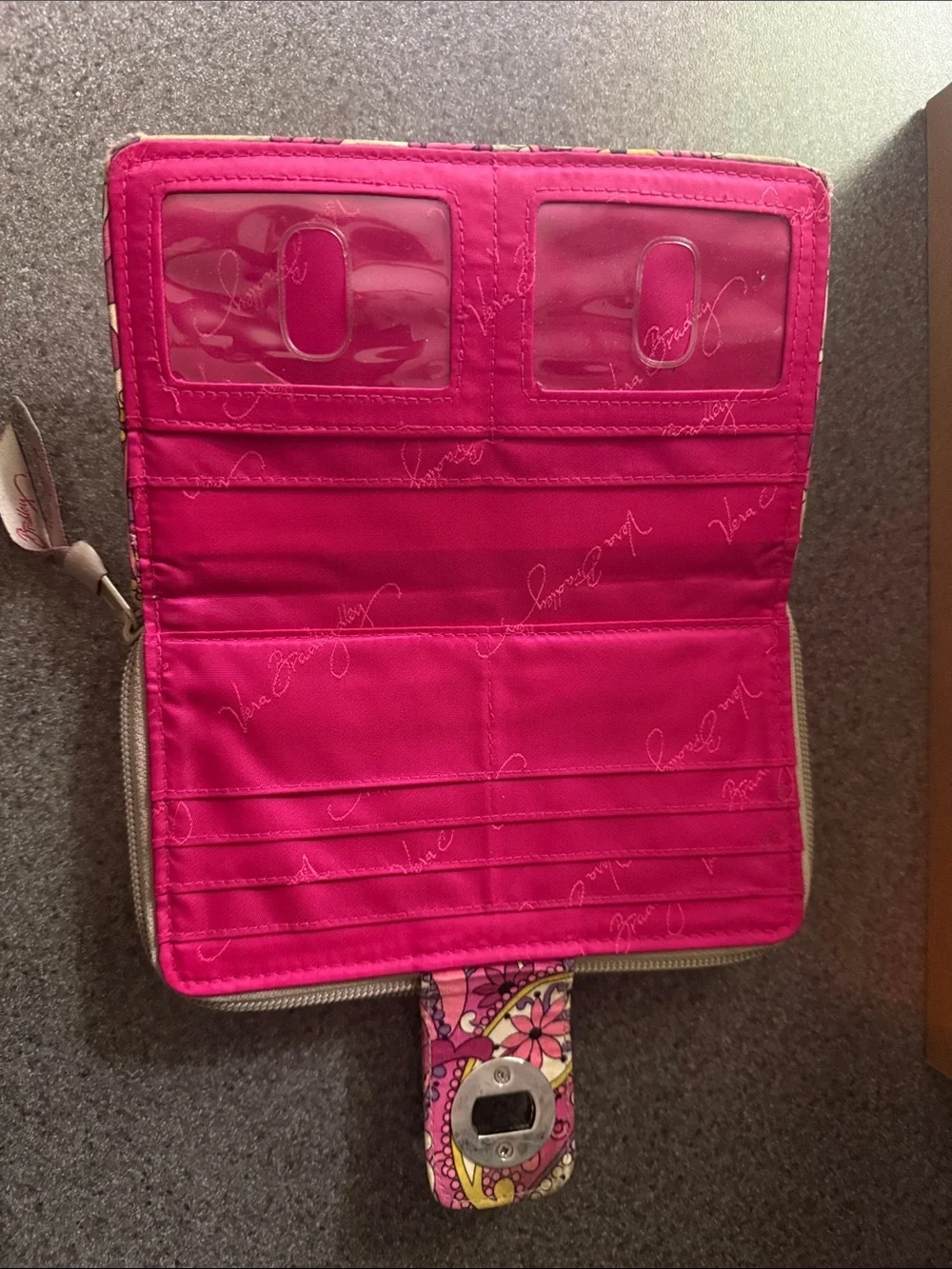 Vera Bradley Pink Paisley Quilted Wallet with Turn-Lock